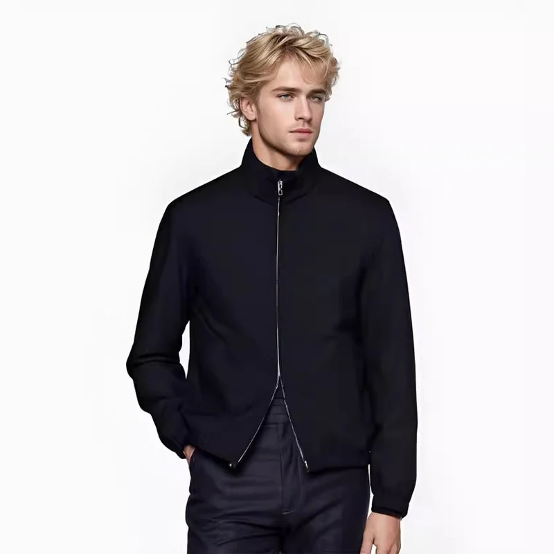 Herren Leichter Windbreaker mit Stehkragen und Zwei-Wege-Reißverschluss Drune