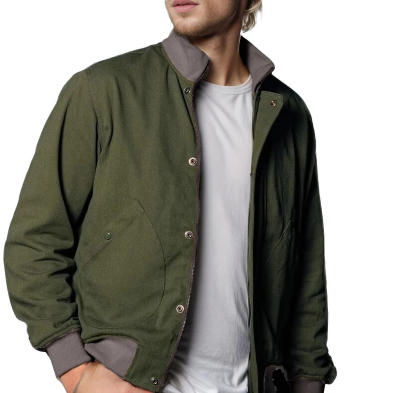 Herren Kurzjacke im urbanen Outdoor-Stil mit Stehkragen, Druckknopfblende und Rippbündchen Drune