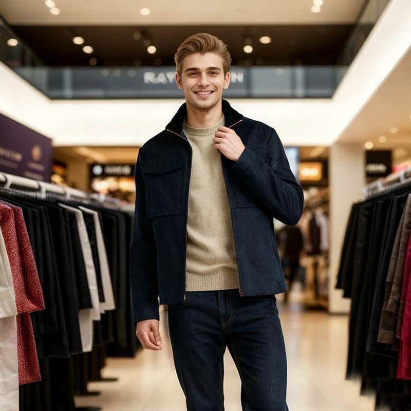 Herren Kurzjacke im Overshirt-Look mit zwei markanten Pattentaschen und Stehkragen Drune