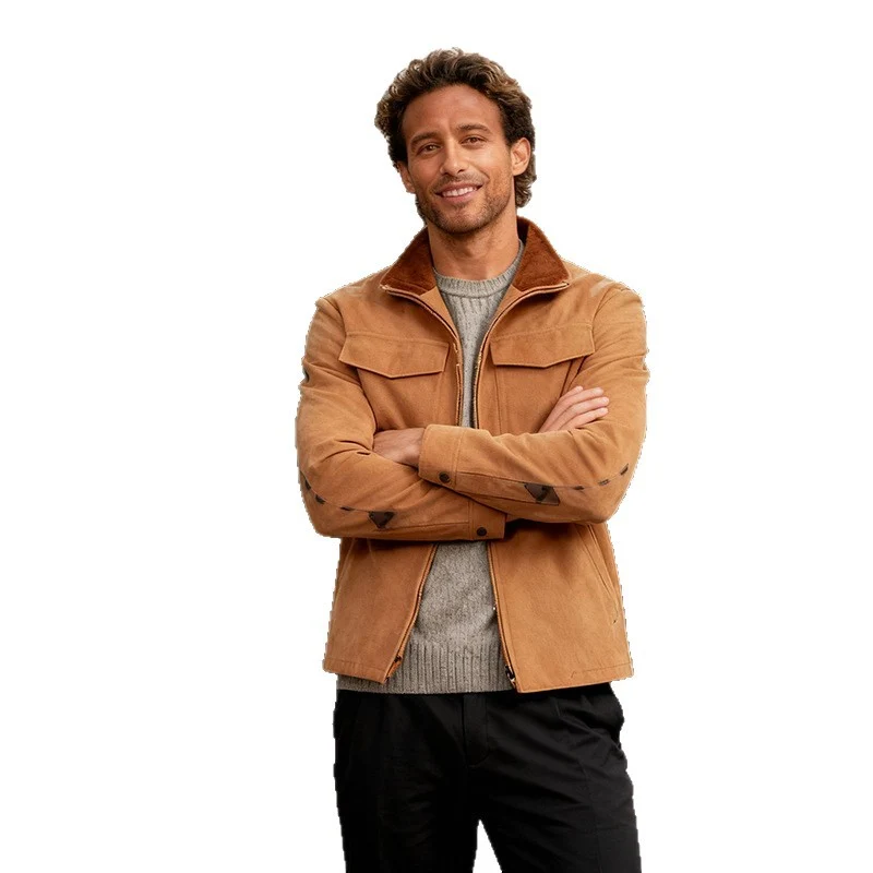 Herren Kurzjacke im Overshirt-Look mit zwei markanten Pattentaschen und Stehkragen Drune