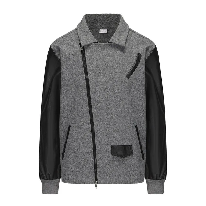 Herren Kurzjacke im Aviator‑Style mit Kontrastärmeln und asymmetrischem Reißverschluss Drune