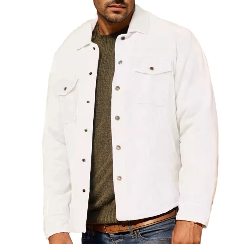 Herren Kordhemdjacke im Westernstil mit aufgesetzten Brusttaschen Drune