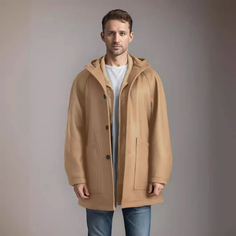 Herren Kapuzenmantel im Oversize-Schnitt mit Teddyfutter Drune