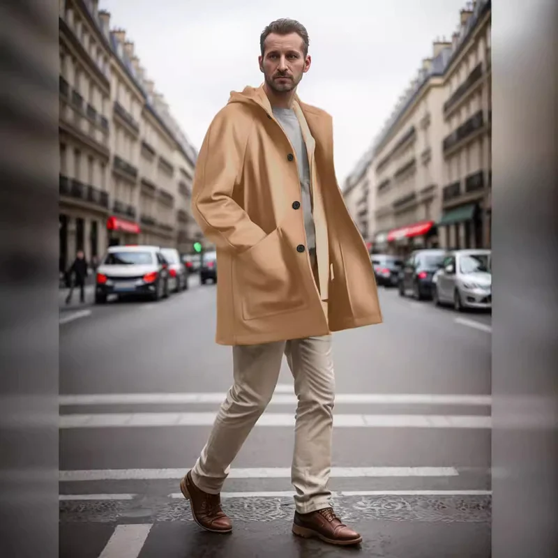 Herren Kapuzenmantel im Oversize-Schnitt mit Teddyfutter Drune