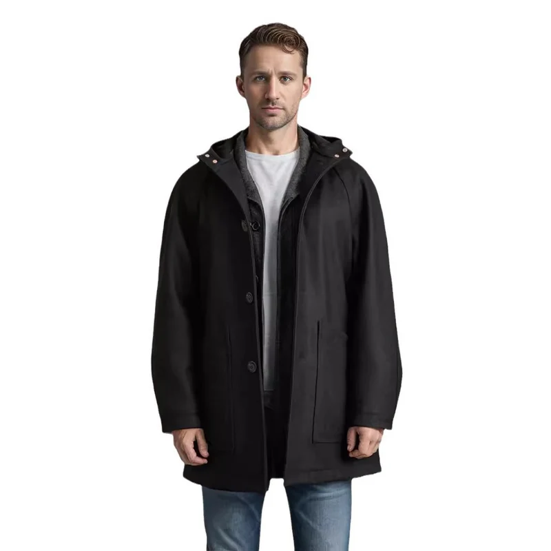 Herren Kapuzenmantel im Oversize-Schnitt mit Teddyfutter Drune