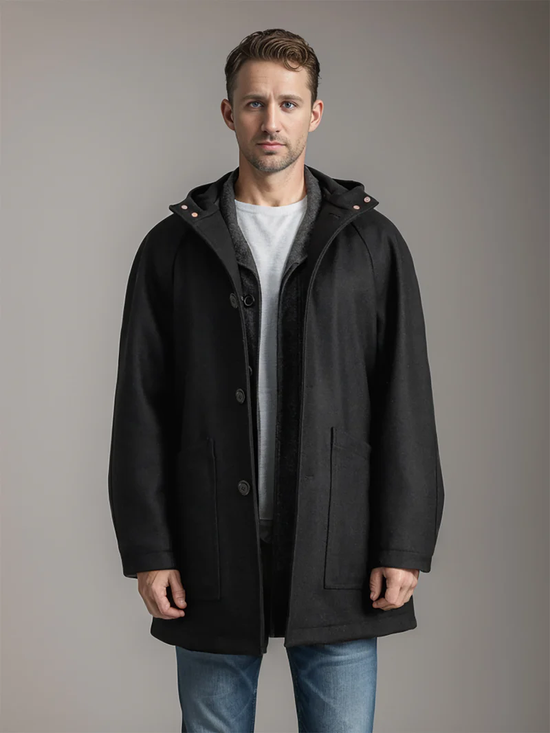 Herren Kapuzenmantel im Oversize-Schnitt mit Teddyfutter Drune