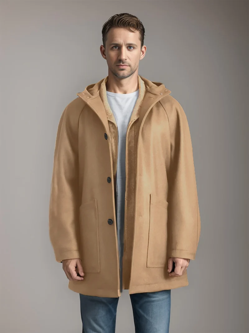 Herren Kapuzenmantel im Oversize-Schnitt mit Teddyfutter Drune