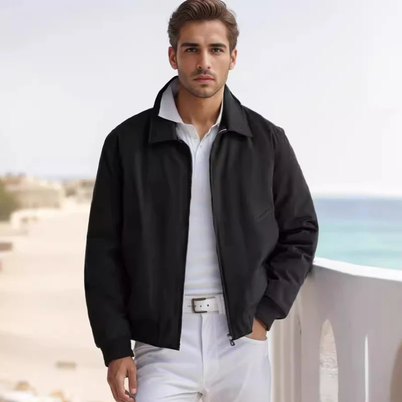Herren Harrington-Jacke mit Reißverschluss, leicht gefüttert und Rippbündchen Drune