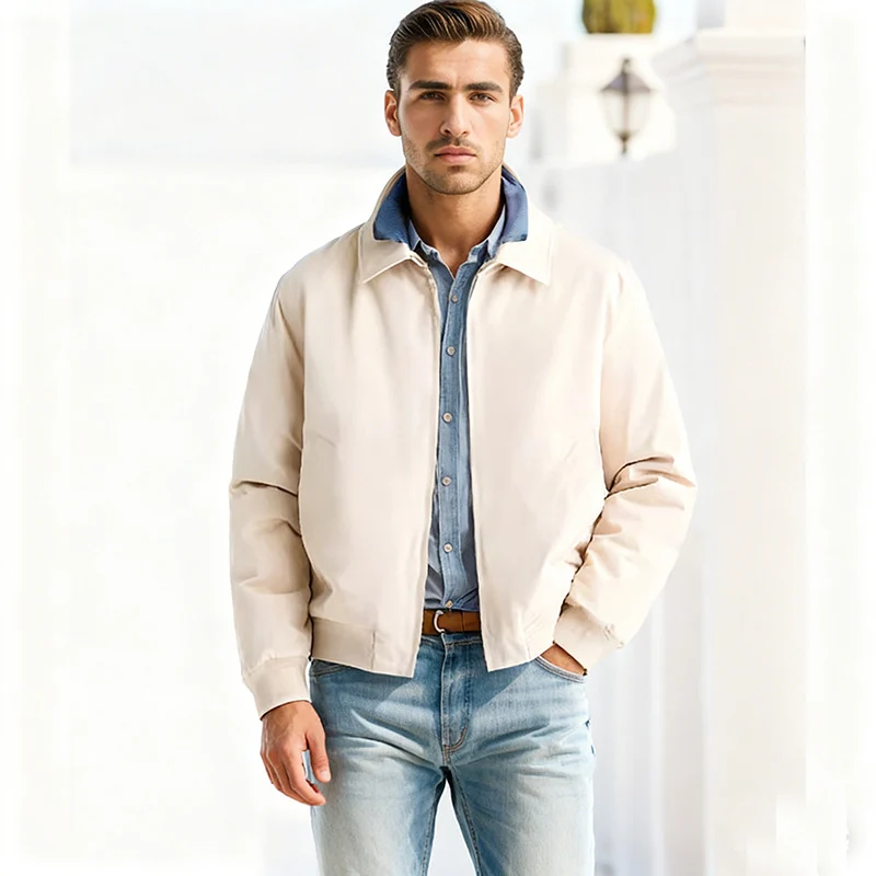 Herren Harrington-Jacke mit Reißverschluss, leicht gefüttert und Rippbündchen Drune