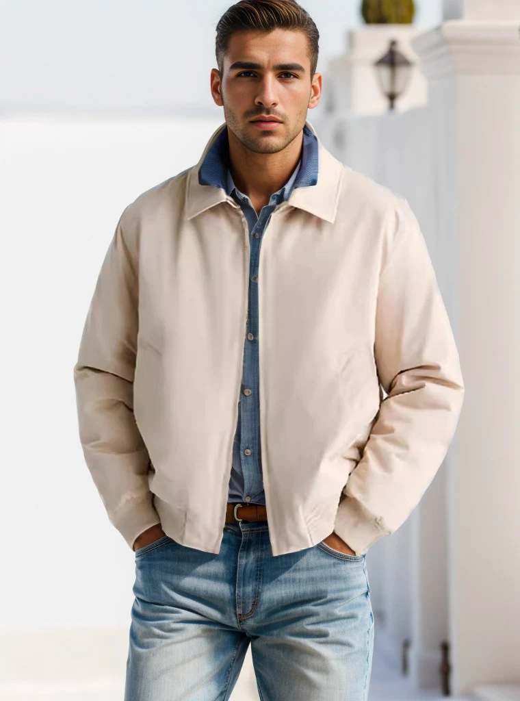 Herren Harrington-Jacke mit Reißverschluss, leicht gefüttert und Rippbündchen Drune