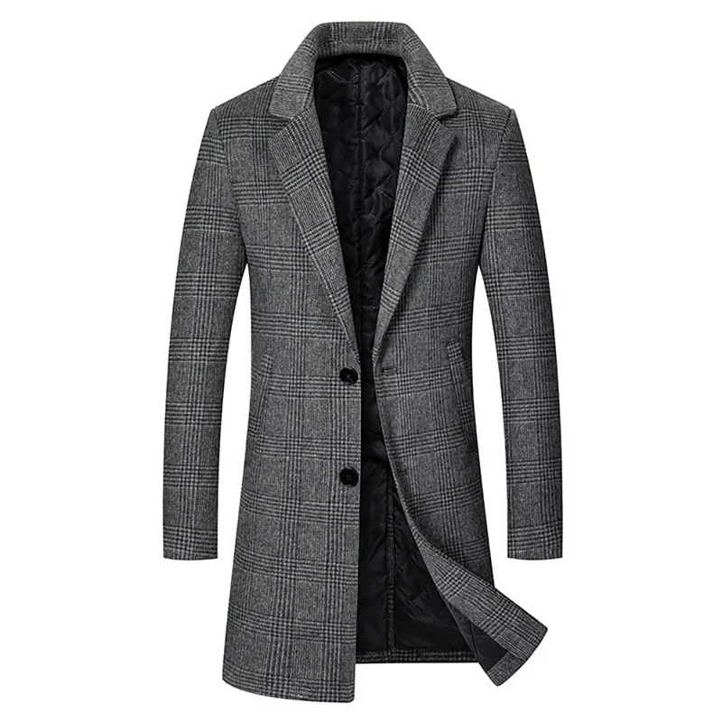Herren Glencheck-Wollmix-Mantel mit gesteppter Thermofütterung und schmaler Silhouette Drune