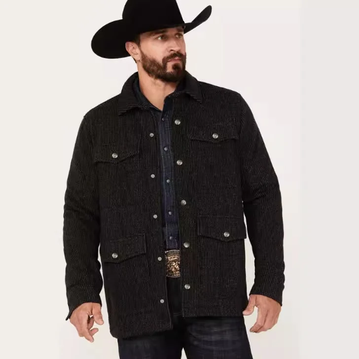 Herren Gerippte Cordjacke mit Pattentaschen und Hemdkragen Drune