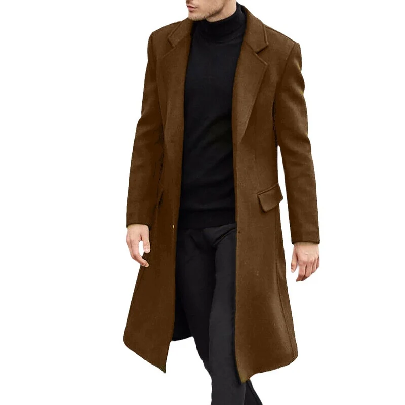 Herren Eleganter einreihiger Citymantel mit Reverskragen und Pattentaschen Drune