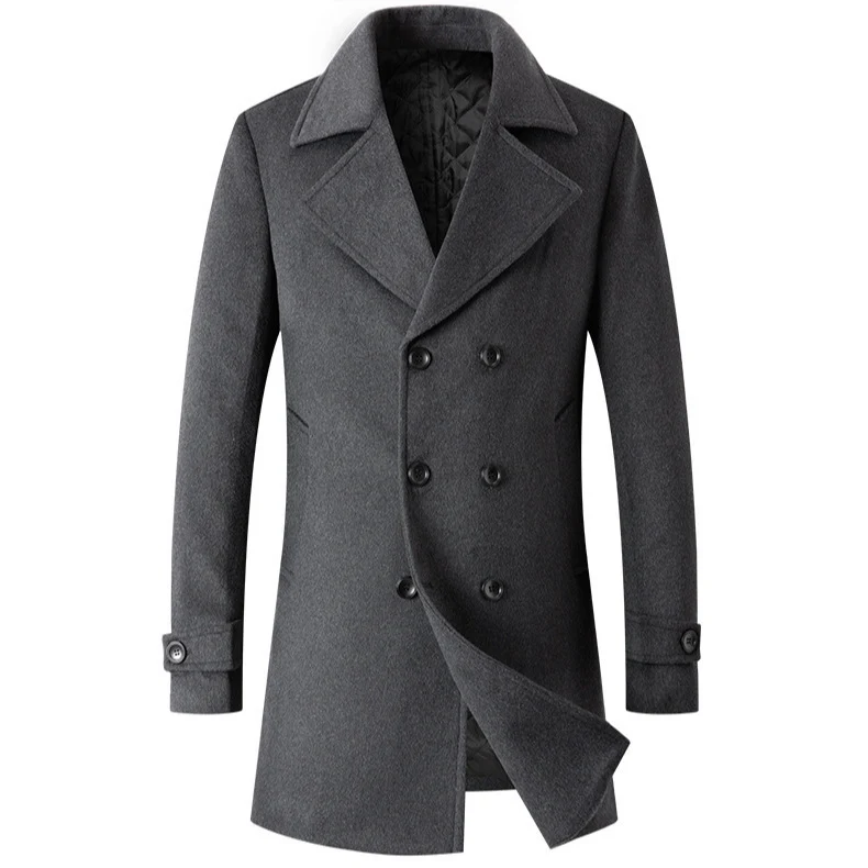 Herren Eleganter Doppelreiher-Mantel mit taillierter Schnittführung und gesteppter Innenfütterung Drune