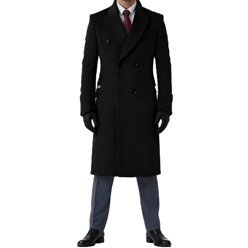 Herren Doppelreihiger City Mantel aus Wollmix mit taillierter Silhouette Drune