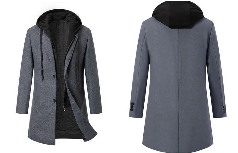 Herren Doppelreihiger City Mantel aus Wollmix mit taillierter Silhouette Drune