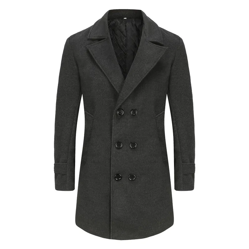 Herren Doppelreihiger City Mantel aus Wollmix mit taillierter Silhouette Drune