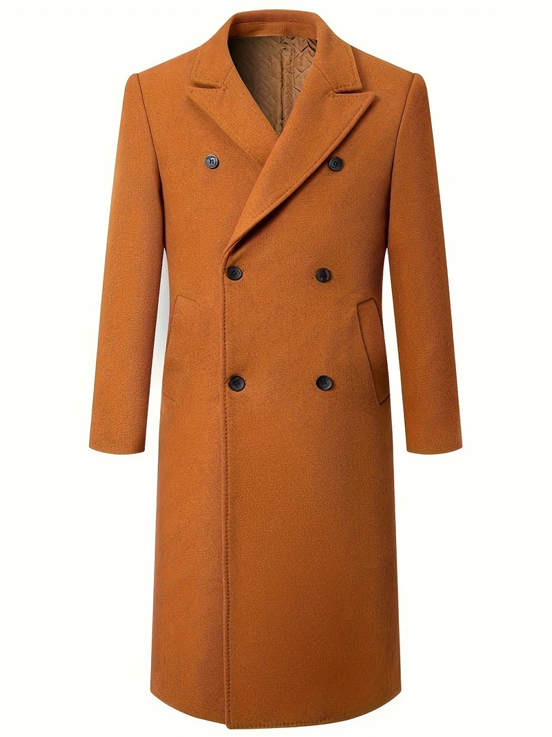 Herren Doppelreihiger City Mantel aus Wollmix mit taillierter Silhouette Drune