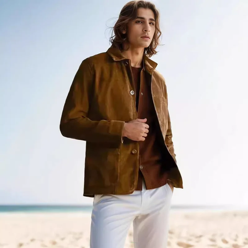 Herren Cord-Workerjacke mit Hemdkragen und aufgesetzten Taschen Drune