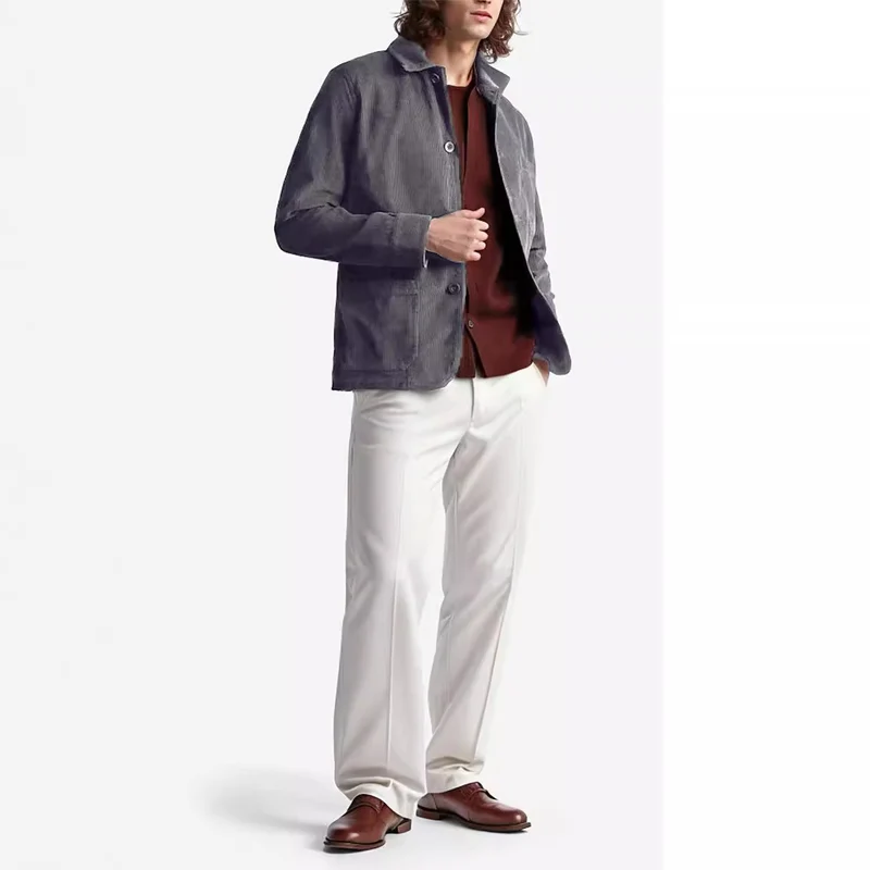 Herren Cord-Workerjacke mit Hemdkragen und aufgesetzten Taschen Drune