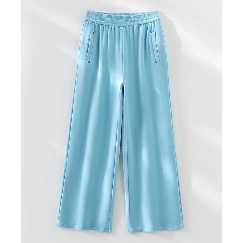 Damen Weite Satin-Hose mit hohem Elastikbund und fließender Drapierung Drune