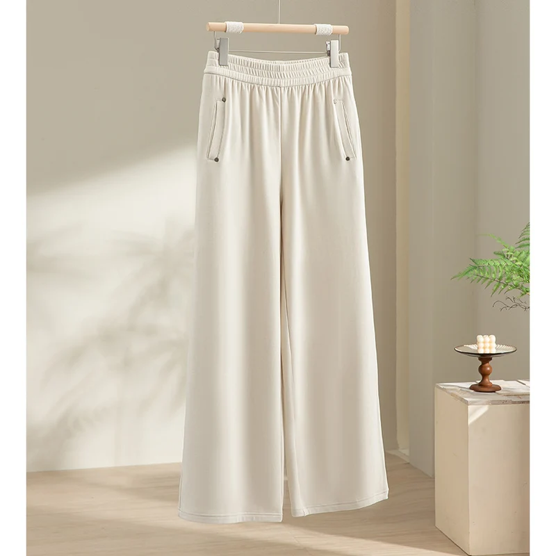 Damen Weite Satin-Hose mit hohem Elastikbund und fließender Drapierung Drune