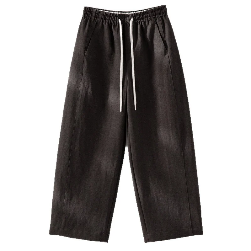Damen Weite Leinenmix‑Hose mit elastischem Bund und Kordel Drune