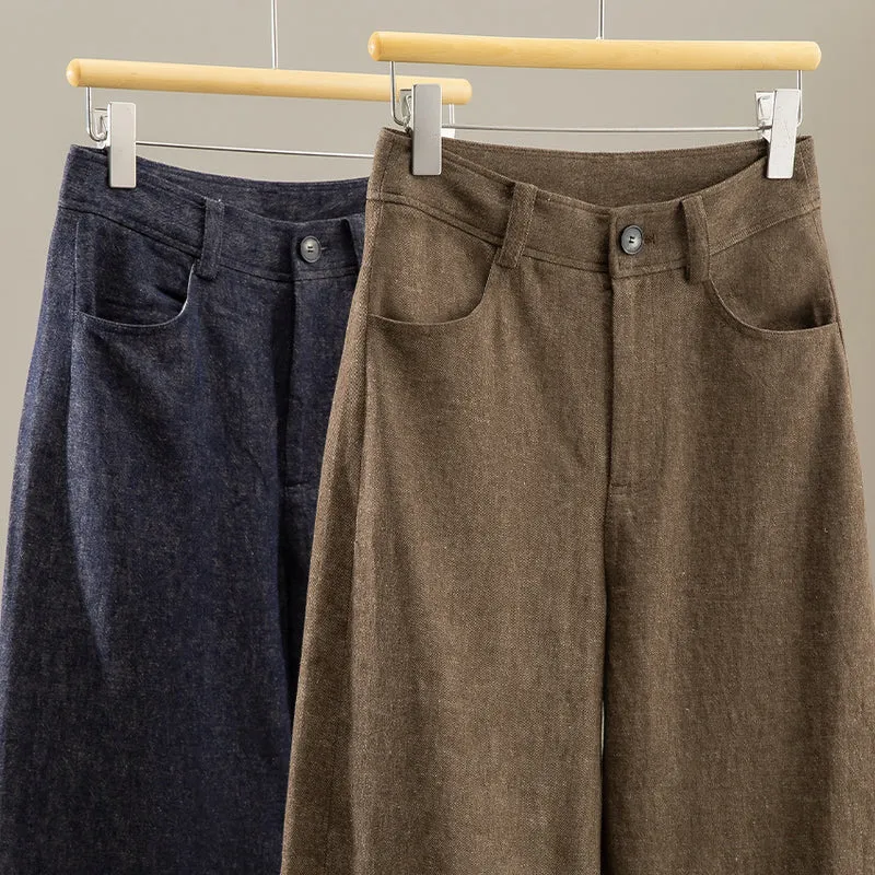 Damen Weite Hochgeschnittene Culotte‑Hose im Denim‑Look mit Aufschlag Drune