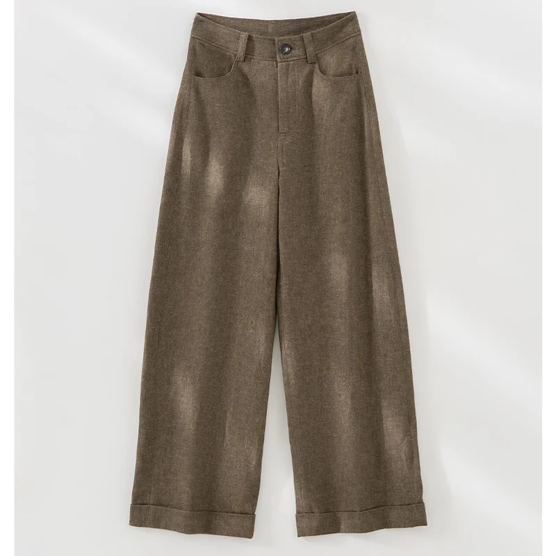 Damen Weite Hochgeschnittene Culotte‑Hose im Denim‑Look mit Aufschlag Drune
