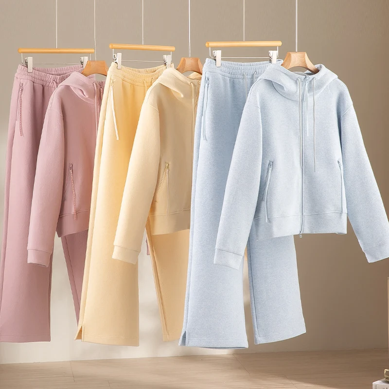 Damen Weite Highwaist Sweathose mit Tunnelzug, Eingrifftaschen und Saumschlitz Drune