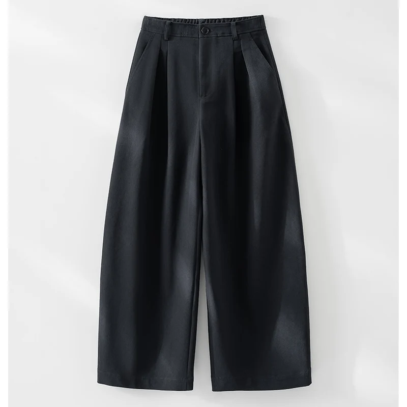 Damen Weite High‑Waist‑Hose mit Bundfalten und elastischem Rückteil Drune