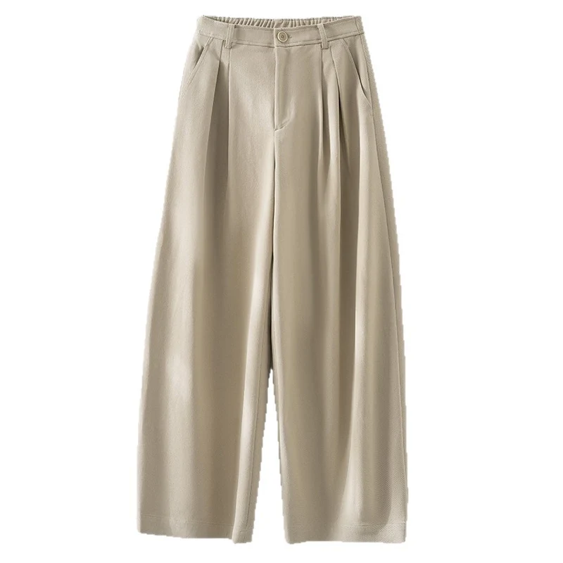 Damen Weite High‑Waist‑Hose mit Bundfalten und elastischem Rückteil Drune