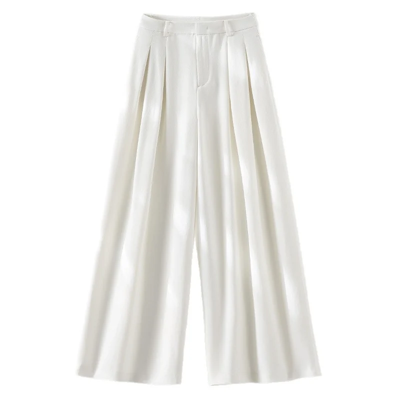 Damen Weite High-Waist-Hose mit Bundfalten und Culotte-Silhouette Drune
