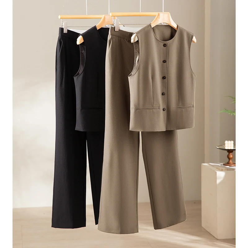 Damen Weite High‑Waist-Hose in Satin‑Optik mit Bügelfalte und seitlichen Eingrifftaschen Drune