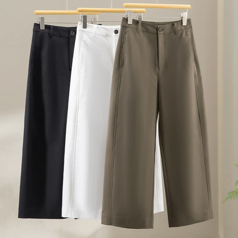 Damen Weite Culotte-Hose mit hoher Taille, Bügelfalte und geradem Bein Drune