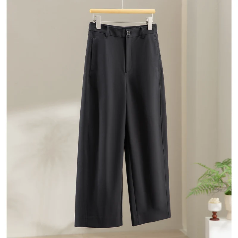 Damen Weite Culotte-Hose mit hoher Taille, Bügelfalte und geradem Bein Drune