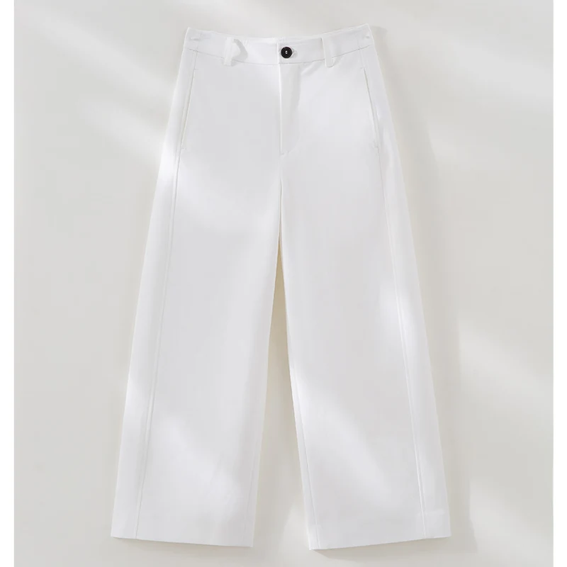 Damen Weite Culotte-Hose mit hoher Taille, Bügelfalte und geradem Bein Drune