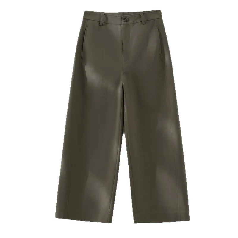 Damen Weite Culotte-Hose mit hoher Taille, Bügelfalte und geradem Bein Drune