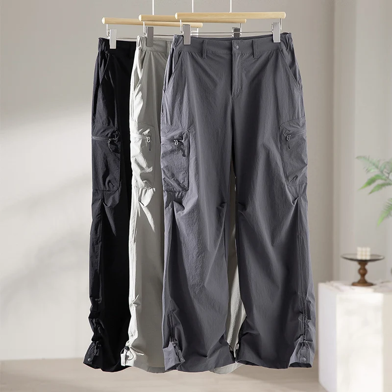 Damen Weite Cargo‑Hose mit verstellbarem Saum und Multifunktions-Taschen Drune