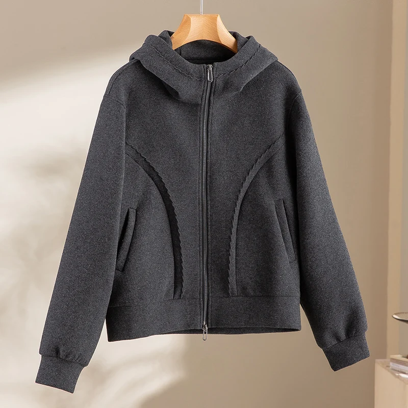 Damen Weiche High‑Waist Jogginghose aus Teddyfleece mit weitem Bein und Kordelzug Drune