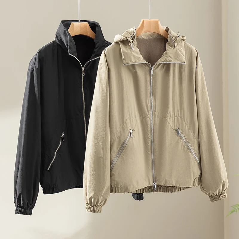 Damen Ultralight Übergangsjacke mit hohem Kragen, diagonalen Reißverschlusstaschen und elastischem Saum Drune