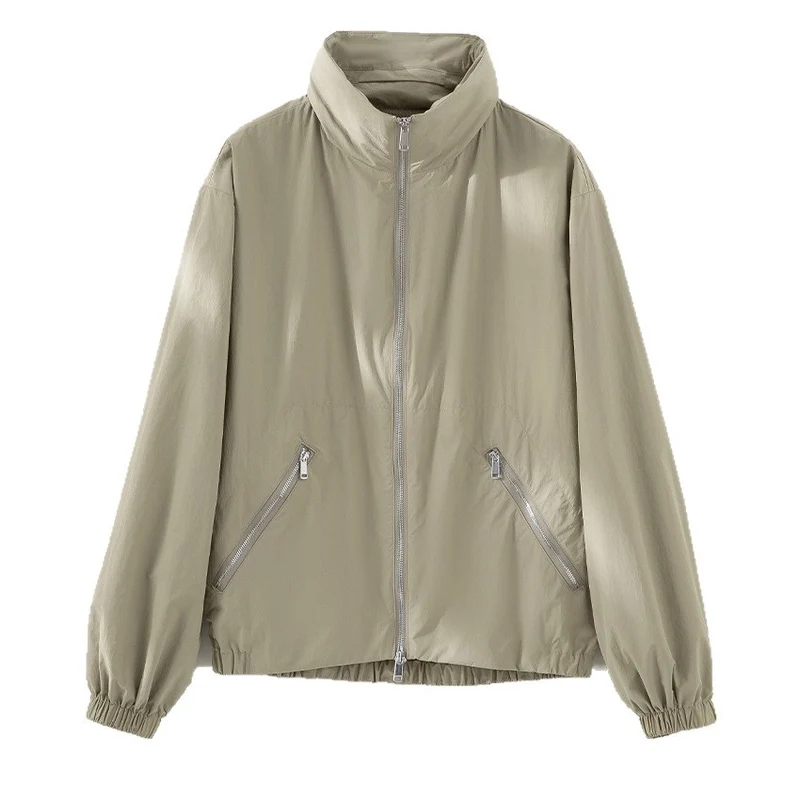 Damen Ultralight Übergangsjacke mit hohem Kragen, diagonalen Reißverschlusstaschen und elastischem Saum Drune