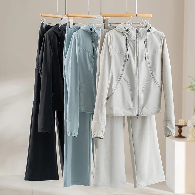 Damen Ultraleichter Kapuzen-Windbreaker mit Zwei-Wege‑Reißverschluss Drune