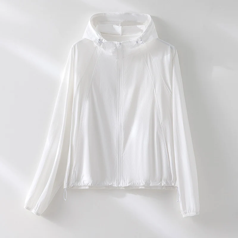 Damen Ultraleichte Kapuzen-Windjacke mit Raglanärmeln und Reißverschlusstaschen Drune