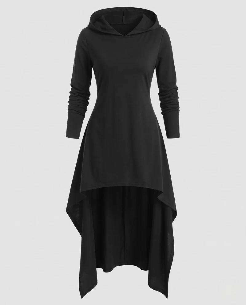 Damen Kapuzenkleid mit asymmetrischem Schnitt und eleganter Passform Drune
