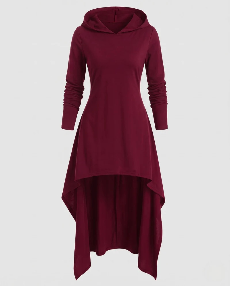 Damen Kapuzenkleid mit asymmetrischem Schnitt und eleganter Passform Drune