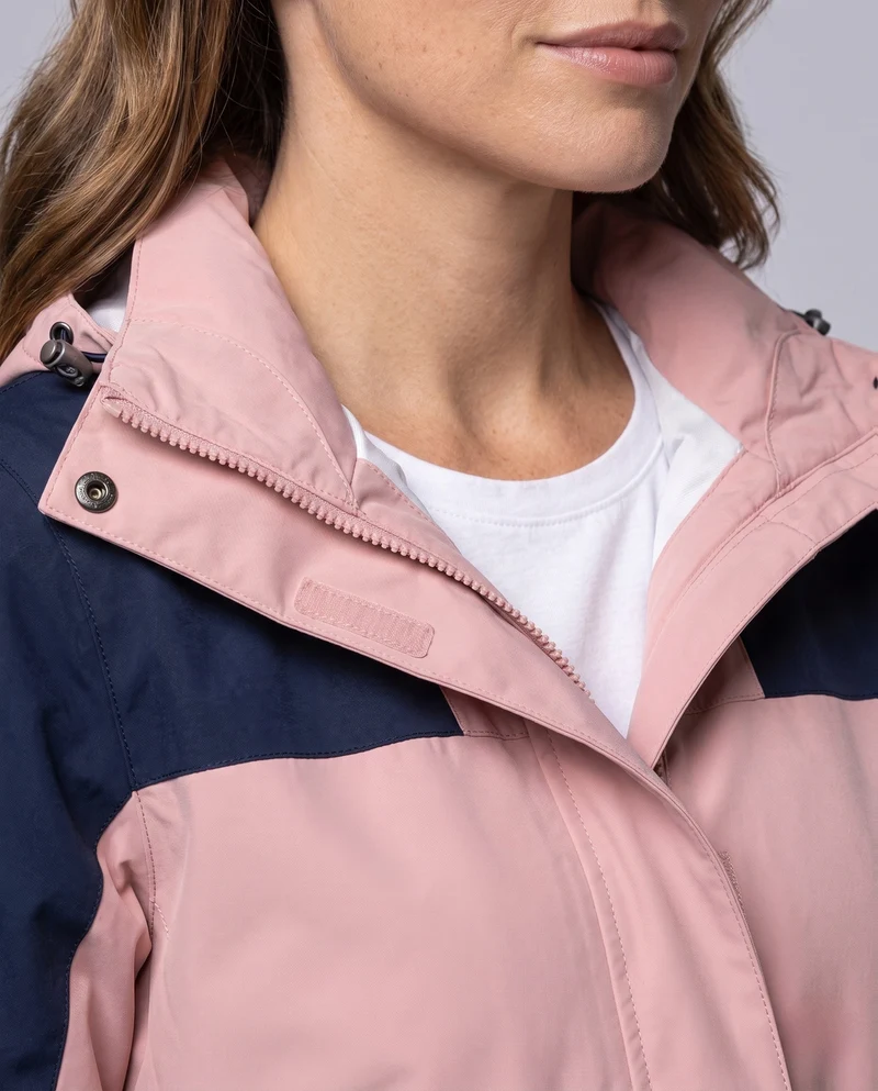 Damen atmungsaktive Softshell-Outdoormantel mit Kapuze und kontrastierenden Einsätzen Drune