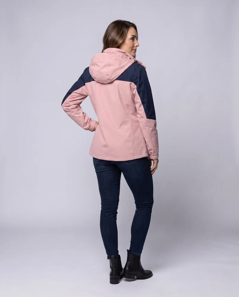 Damen atmungsaktive Softshell-Outdoormantel mit Kapuze und kontrastierenden Einsätzen Drune