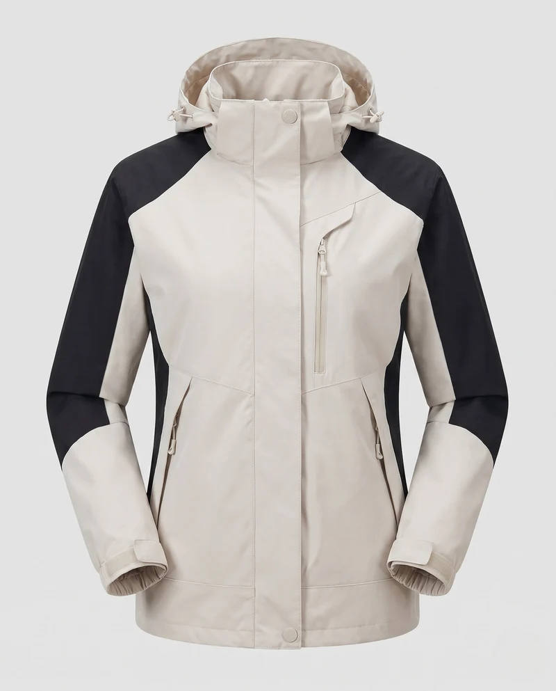 Damen atmungsaktive Softshell-Outdoormantel mit Kapuze und kontrastierenden Einsätzen Drune