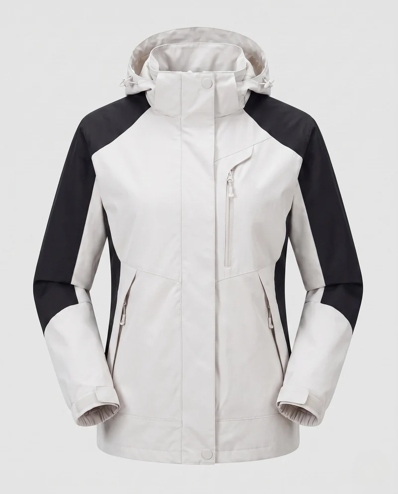 Damen atmungsaktive Softshell-Outdoormantel mit Kapuze und kontrastierenden Einsätzen Drune
